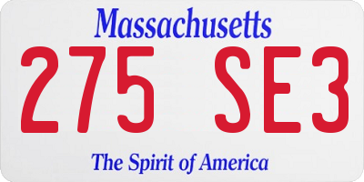 MA license plate 275SE3