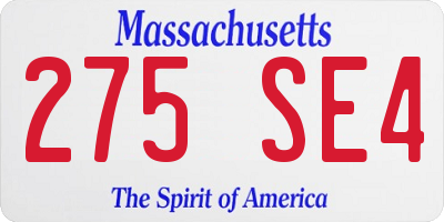 MA license plate 275SE4