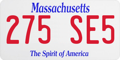 MA license plate 275SE5