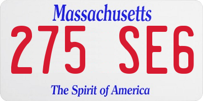 MA license plate 275SE6