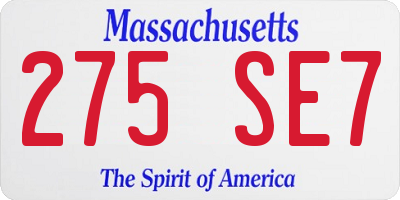 MA license plate 275SE7