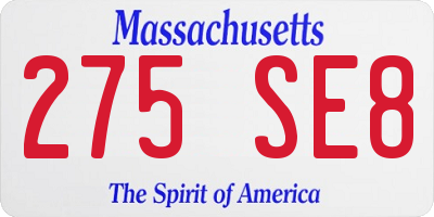 MA license plate 275SE8