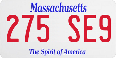 MA license plate 275SE9