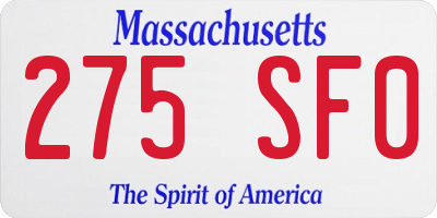 MA license plate 275SF0
