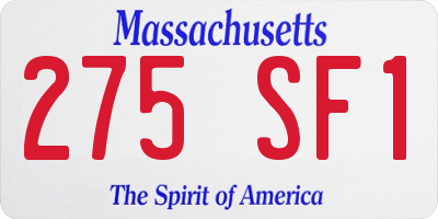 MA license plate 275SF1
