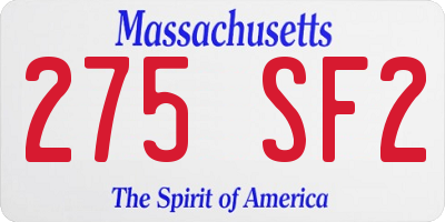 MA license plate 275SF2