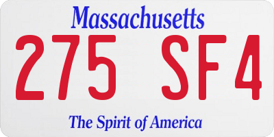 MA license plate 275SF4