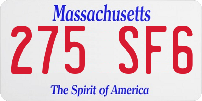 MA license plate 275SF6