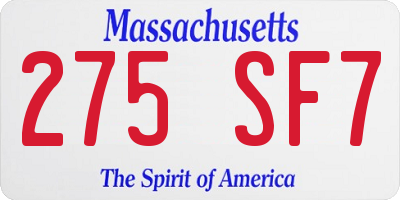 MA license plate 275SF7