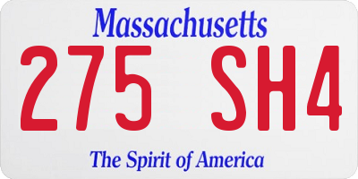 MA license plate 275SH4