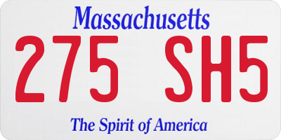 MA license plate 275SH5