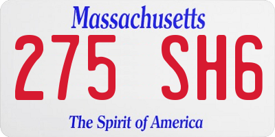 MA license plate 275SH6