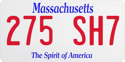 MA license plate 275SH7