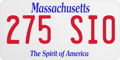 MA license plate 275SI0