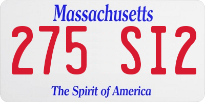MA license plate 275SI2