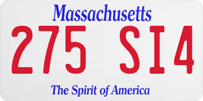 MA license plate 275SI4