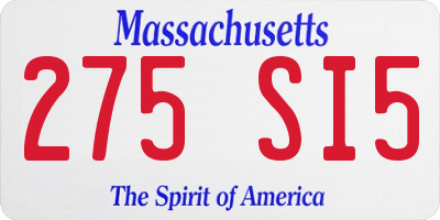 MA license plate 275SI5