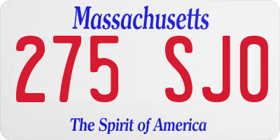 MA license plate 275SJ0
