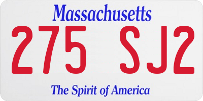 MA license plate 275SJ2