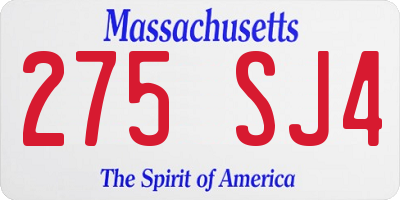 MA license plate 275SJ4