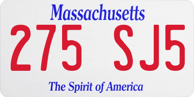 MA license plate 275SJ5
