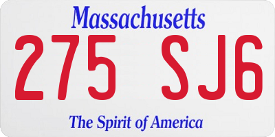 MA license plate 275SJ6