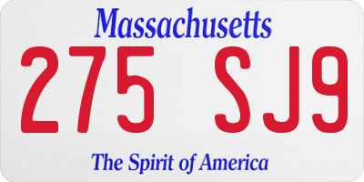 MA license plate 275SJ9