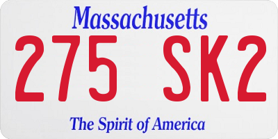 MA license plate 275SK2