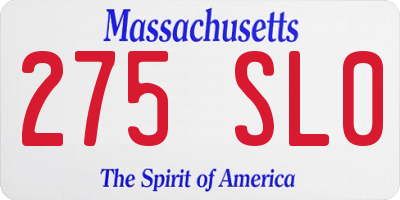 MA license plate 275SL0