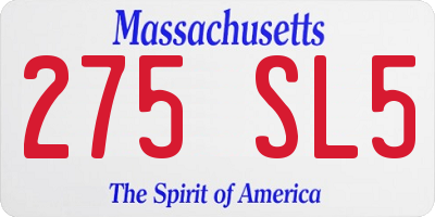 MA license plate 275SL5
