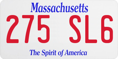 MA license plate 275SL6