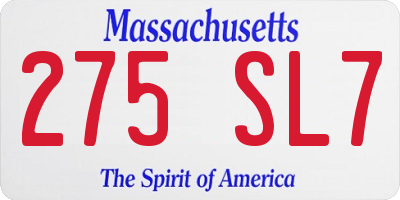 MA license plate 275SL7