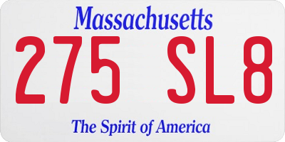 MA license plate 275SL8