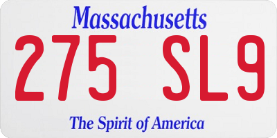 MA license plate 275SL9