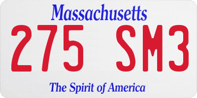 MA license plate 275SM3
