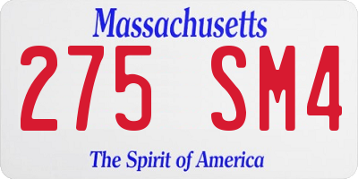 MA license plate 275SM4
