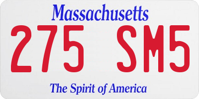 MA license plate 275SM5