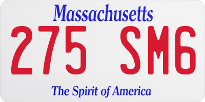 MA license plate 275SM6