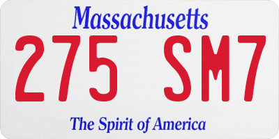 MA license plate 275SM7