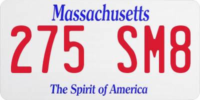 MA license plate 275SM8