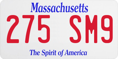 MA license plate 275SM9