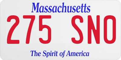 MA license plate 275SN0