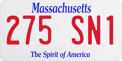 MA license plate 275SN1