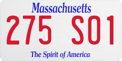 MA license plate 275SO1