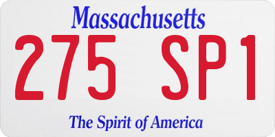 MA license plate 275SP1