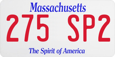 MA license plate 275SP2