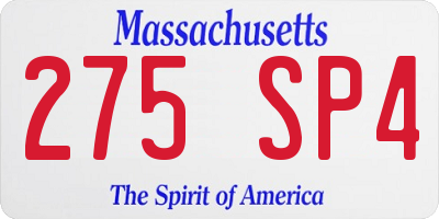 MA license plate 275SP4
