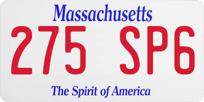 MA license plate 275SP6