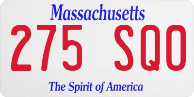 MA license plate 275SQ0
