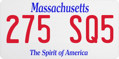 MA license plate 275SQ5